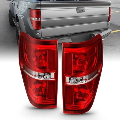 Conjunto de lanterna traseira de lente vermelha/clara cromada compatível com 2009-2014 Ford F-150 - Imagem 1 de 4