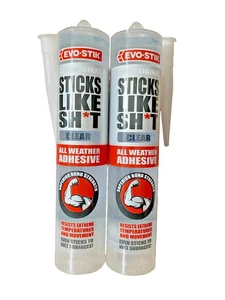 2x Evo-Stik Sticks Like Sh*t Sellador Adhesivo Polímero Todo Clima Transparente 290 ml - Imagen 1 de 5