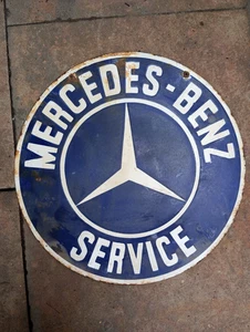 PORCELIAN MERCEDES-BENZ ENAMEL SIGN SIZE 14X14 INCHES - Picture 1 of 2