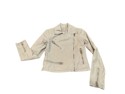 Jaqueta de Moto BLANKNYC Couro Sintético – Feminina XS – Cinza Claro/Marfim – Assimétrica - Imagem 1 de 4