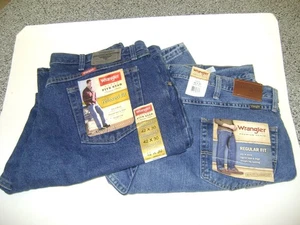 Wrangler Premium Denim Jeans Regular Fit 42x30 Blue Men’s NWT 2 Pairs - Picture 1 of 4