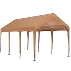 Carport Canopy 10'x20' Heavy Duty - Galvanized Car Canopy With 10'×20‘(brown)