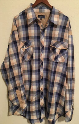 Knockout Denim Products & Apparel Mens 3XLB  Blue/Tan Lightweight Flannel Shirt - Image 1 of 4