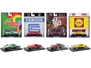 "DRIVERS" RELEASE 110, 4 PC SET 1/64 DIECAST MODEL CARS BY M2 MACHINES 11228-110 - Picture 1 of 6