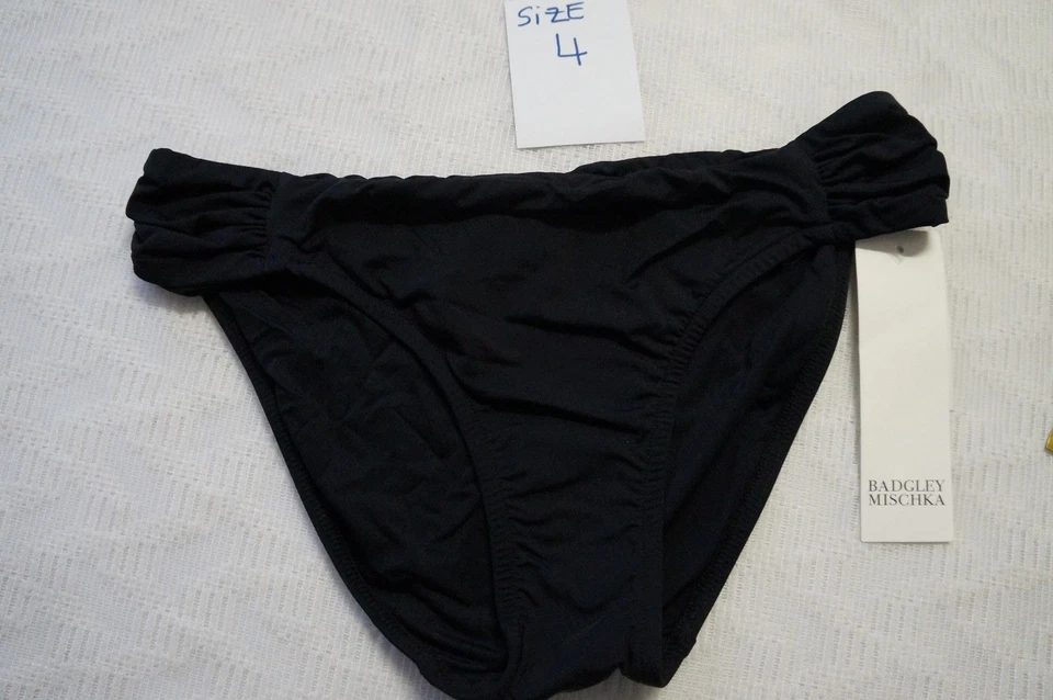 Badgley Mischka Parte Inferior Hipster Lateral Pestaña Sólida Negra 4/6/12 Nueva con Etiquetas Foto 1 de 1
