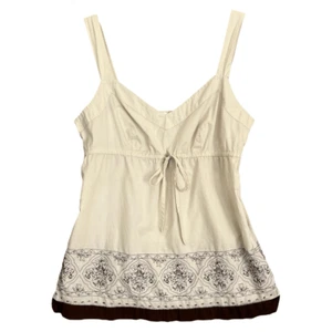 LOFT Y2K Babydoll Sequined Top Womens 4 Sequins Beige Brown Boho Tank Sweetheart - Picture 1 of 11