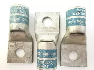 Lot of 3 Burndy YA32-L1 400 MCM 1/2" Stud Short Barrel Crimp Lugs - Picture 1 of 5