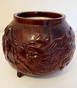 Hand Carved Wooden Incense Burner Dragons Pagan Wicca Alter - Picture 1 of 7