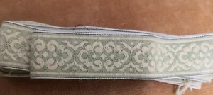 QUALITY GREEN ON PALE YELLOW EMBROIDERED COTTON BRAID - Picture 1 of 3