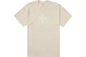 NEW Supreme Cross Box Logo Tee Natural T Shirt FW20 2020 Size M Medium - Picture 1 of 2
