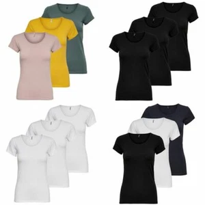 T-Shirt 3er Pack Ladies Long Basic Shirt Live Love Free Shopping Bag Grey - Picture 1 of 5