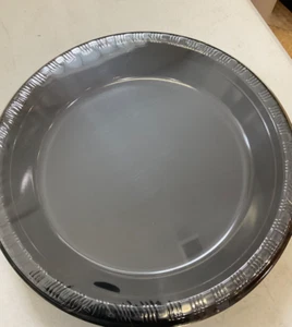 Black Plates 20ct Black Velvet Plastic Dinner Plates - Picture 1 of 3