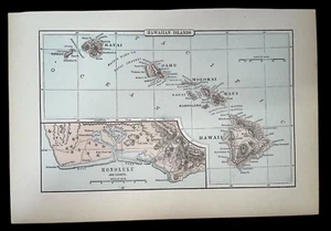 1896 SELTENE FARBKARTE *HAWAII* USA ERSTAUNLICHER ZUSTAND! 7X10 1/2" JD 92424 - Bild 1 von 2