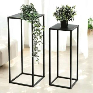 Blumenständer Metall Schwarz Eckig 2er Set 96574 Beistelltisch Blumenhocker - Bild 1 von 10