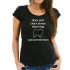 Pomeranian Black Dog Damen T-Shirt Siviwonder Spitz Hund Hundemotiv schwarz