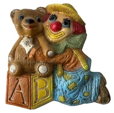 Clown & Teddy Bear Wall Plaque Nursery Decor 8 x 7" - Image 1 of 3