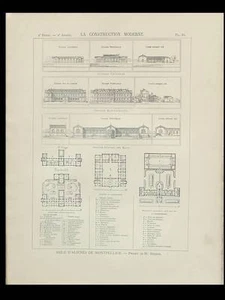 MONTPELLIER, HOPITAL DE LA COLOMBIERE - 1897 - 2 PLANCHES ARCHITECTURE- DEBENS - Picture 1 of 2
