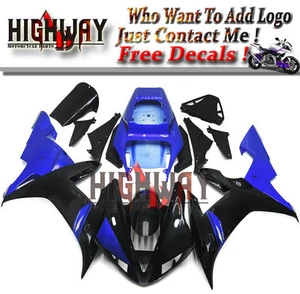 Blue Gloss Black Injection Full Fairings Kit Bodywork For Yamaha YZF R1 02 03 GJ - Picture 1 of 6