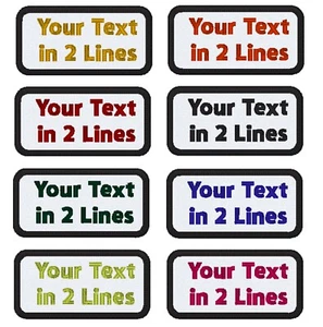 Custom Name Text Embroidery 2 Lines Patch Stripes Badge Iron On - Bild 1 von 9