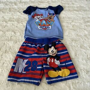 Disney Mickey Mouse/ Nick Jr. Paw Patrol Toddler Boy  Swim Set Size 3T