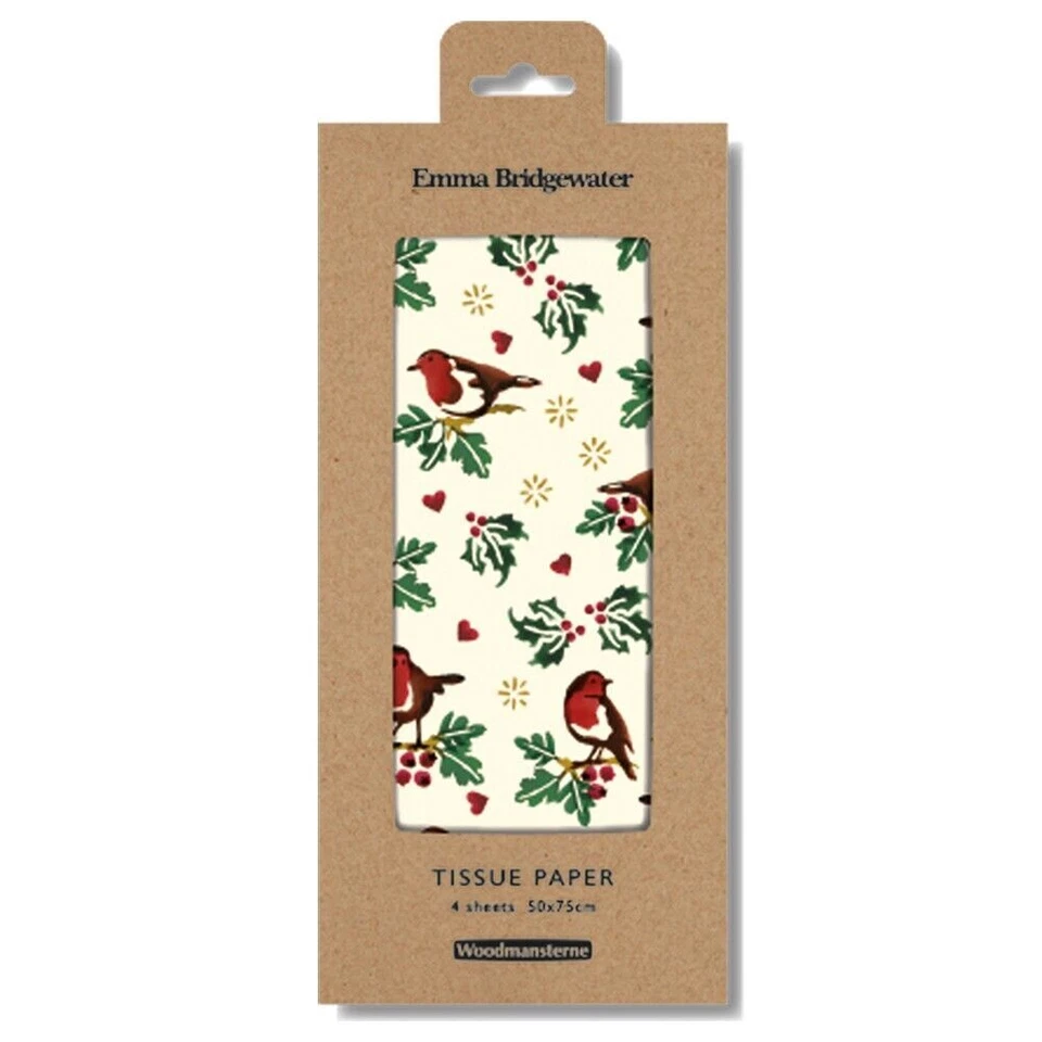 Emma Bridgewater Little Robin Christmas Tissue Paper 4 Sheets - Image 1 of 1