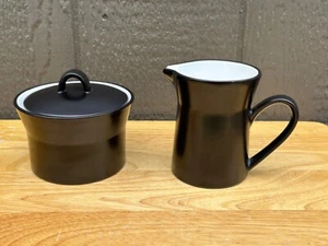 Vintage Mikasa Studio Kraft Black & White Creamer and Sugar Bowl Set Japan - Picture 1 of 9