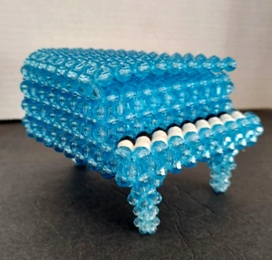 Caja de música de piano de cola Blue Bead reproduce God Bless America EE. UU. VIDEO 3" X 4" X 5" - Imagen 1 de 11