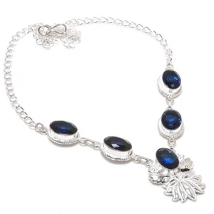 Collar Joyería Plata Esterlina 925 Hecho a Mano Piedras Preciosas Tanzanita Azul Tamaño-18" - Imagen 1 de 1