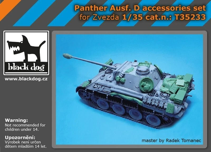 BLACK DOG SET RESINA PANTHER AUSF.D 1:35 T35233 - Immagine 1 di 4