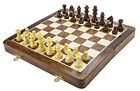 10 " Wood Magnetic Chess Set with Staunton Chess Pieces Folding Game Board