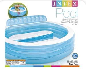 Intex Swim Center Aufblasbarer Familien Lounge Pool mit eingebauter Bank Neu 90x86x31 - Bild 1 von 5