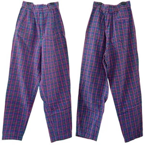 VTG Heirlooms Seersucker Barrel Pant Colorful Plaid 80s High Waist Mom Funky 6 - Picture 1 of 11
