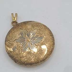 Vintage Gold gefüllt Medaillon geätzte Blume Foto - Bild 1 von 9