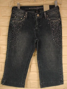 NWT ARIZONA JEANS CO. GIRLS CUTE SZ 8 REG CAPRIS JEANS BUTTERFLIES AND SPARKLES - Picture 1 of 3