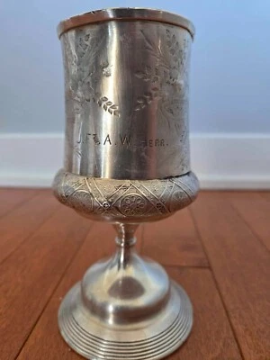 1867 Cálice Inscrito Reed and Barton para "JR and AW Herr" Banhado a Prata - Imagem 1 de 4