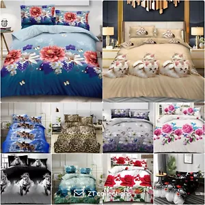 3D Effect 4 Piece Printed Duvet Quilt Cover Luxury Complete Bedding Set all size - Picture 1 of 38
