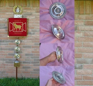 Legione romana standard bronzo placcato argento falera disco signifer signum phalera - Foto 1 di 9
