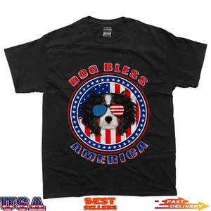 Cavalier dog bless america flag usa patriotic 4th of july T-Shirt - Picture 1 of 7