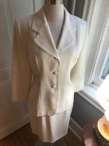 HUGO BUSCATI VINTAGE CREAM BLAZER & SKIRT SUIT-SIZE10-NWOT-CLASSIC BEAUTY! - Picture 1 of 9