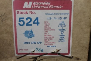 MagneTek Universal Electric Stock# 524 Motor 1/3-1/4-1/6HP - 208-230V - 1370RPM - Picture 1 of 1