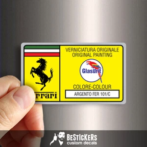 Adesivo etichetta vernice glasurit no PPG per Ferrari color Argento Fer 101/C - Picture 1 of 4