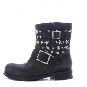 JIMMY CHOO SHORT BOOTS STAR STUDS CHUNKY HEEL SUEDE 35.5 22.5cm (8.86 in) Used d - Picture 1 of 7