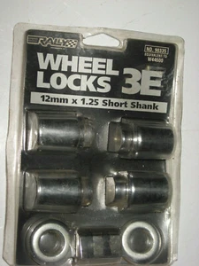4-pc Set + Key, 12mm x 1.25 Short Shank Wheel Locks, Rally # 90335, 3E - Picture 1 of 1