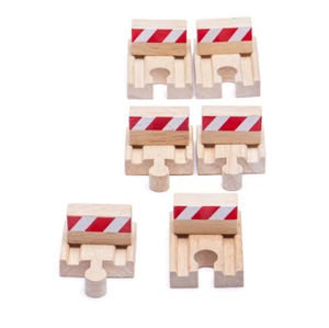 Bigjigs Rail Wooden Buffers (Pack of 6) Compatible Railway Track Expansion Set