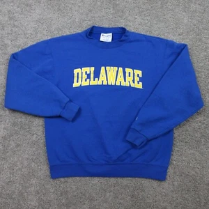 Delaware Blue Hens Sweater Mens Large Blue Crewneck Sweatshirt Champion Fleece - Picture 1 of 10