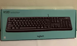 Logitech K120 tastiera a membrana USB cablata full-size per PC resistente alle fuoriuscite NUOVO - Foto 1 di 7