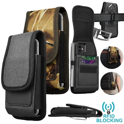 Cell Phone Holster Belt Clip Pouch Buckle Leather Wallet Card Holder Case Cover - Image 1 of 4
