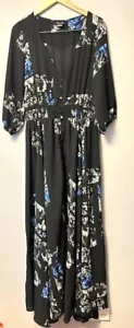 City Chic Women’s Black Floral Boho Maxi Dress Plus Size XS 14 Lightweight - Picture 1 of 8
