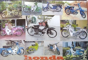 HONDA CHALY COLLAGE MOTORBIKE POSTER FROM ASIA-11 Colorful Motorcycles,CF50,CF70 - Picture 1 of 1
