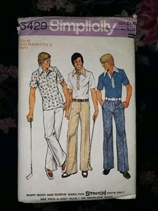 Vintage 70s Simplicity 6429 Mens Trousers & Shirt Sewing Pattern - Size 40 - Picture 1 of 8
